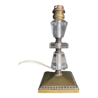 Lampe art déco verre et bronze