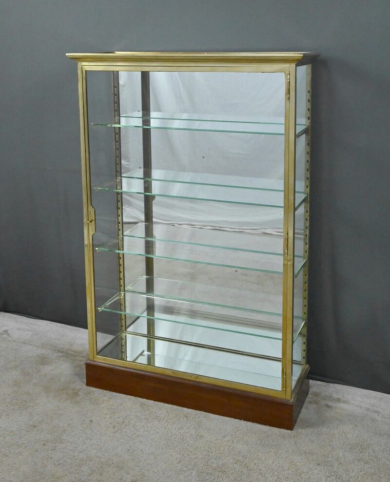 Brass display cabinet with a mirrored back – early 20th century