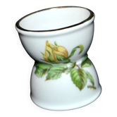 Coquetier en porcelaine de Paris vintage à décor de fleurs jaunes