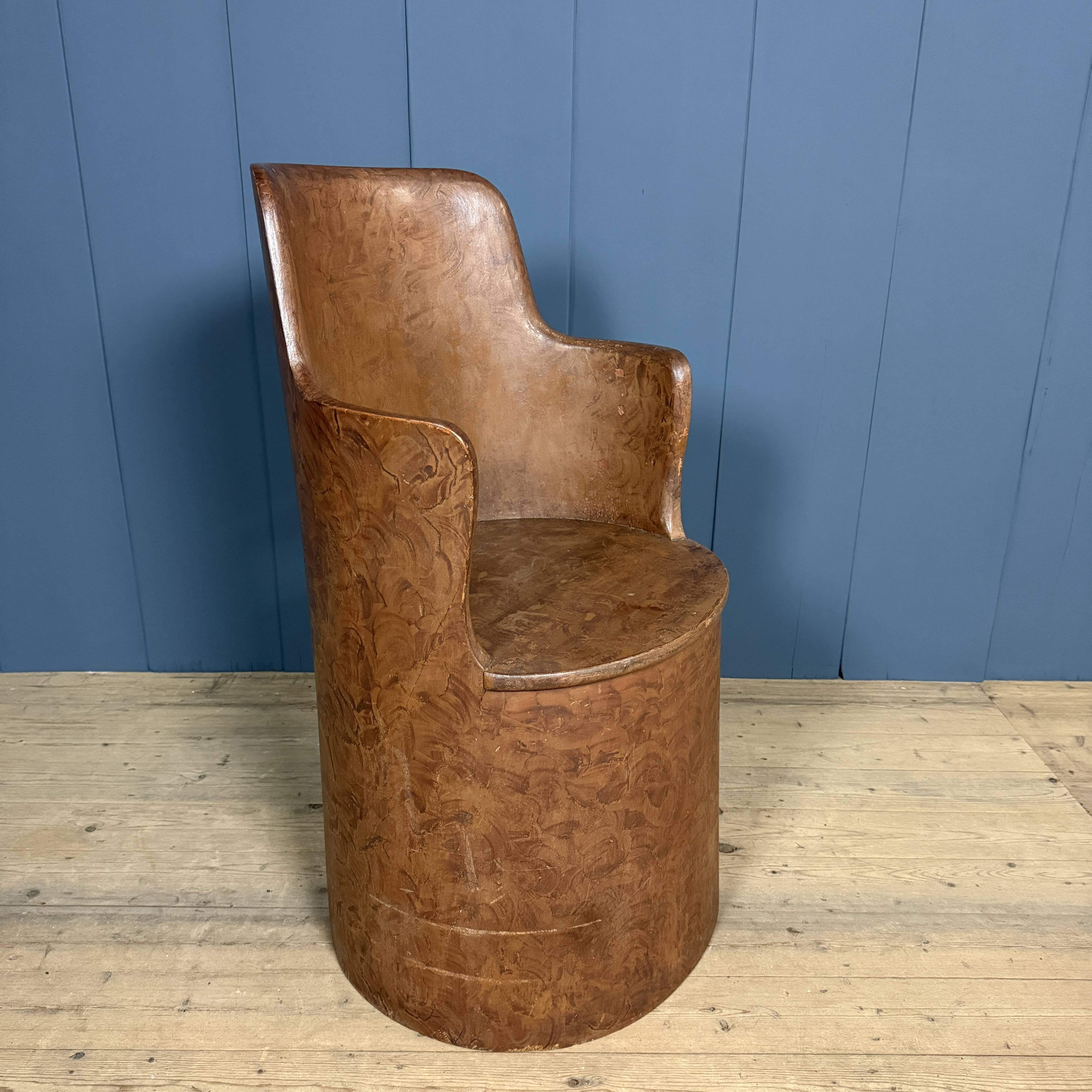 Old Swedish painted wooden trunk chair