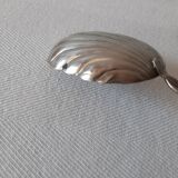 Shell bowl spoon with twisted handle, finished with gemstone