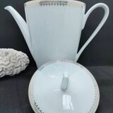 Porcelain coffee maker of Sologne "the motte" white and gold
