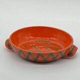 Enamelled ceramic dish, terfer, vallauris, vintage