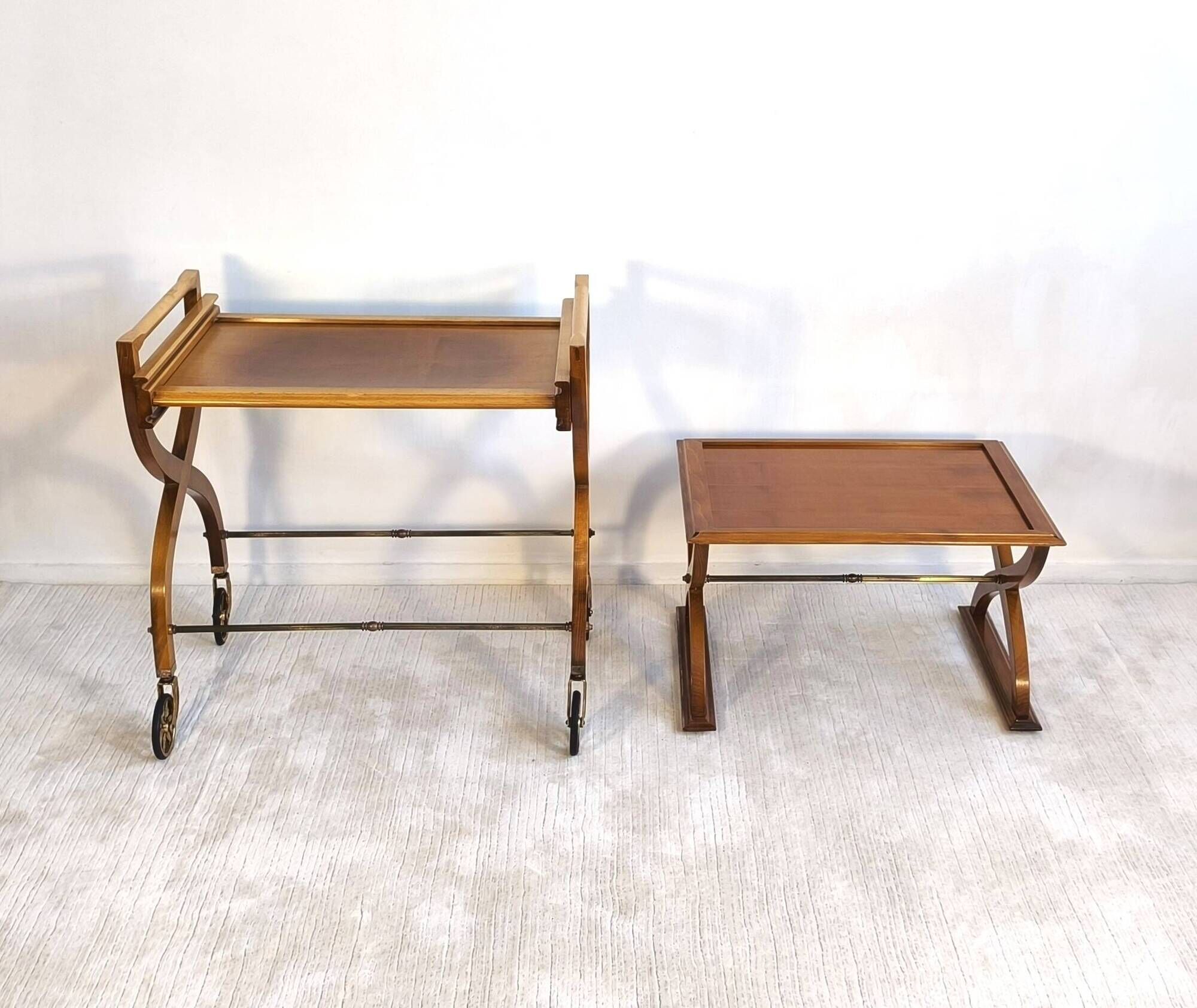 Beautiful pair of vintage teak tables – Serving table - Benoit-Guyot Lyon