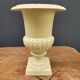 Cast iron garden vase cream white small