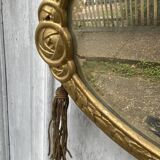 Miroir ovale art déco avec pompons
