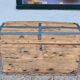 Old trunk restored in wood and zinc rounded top