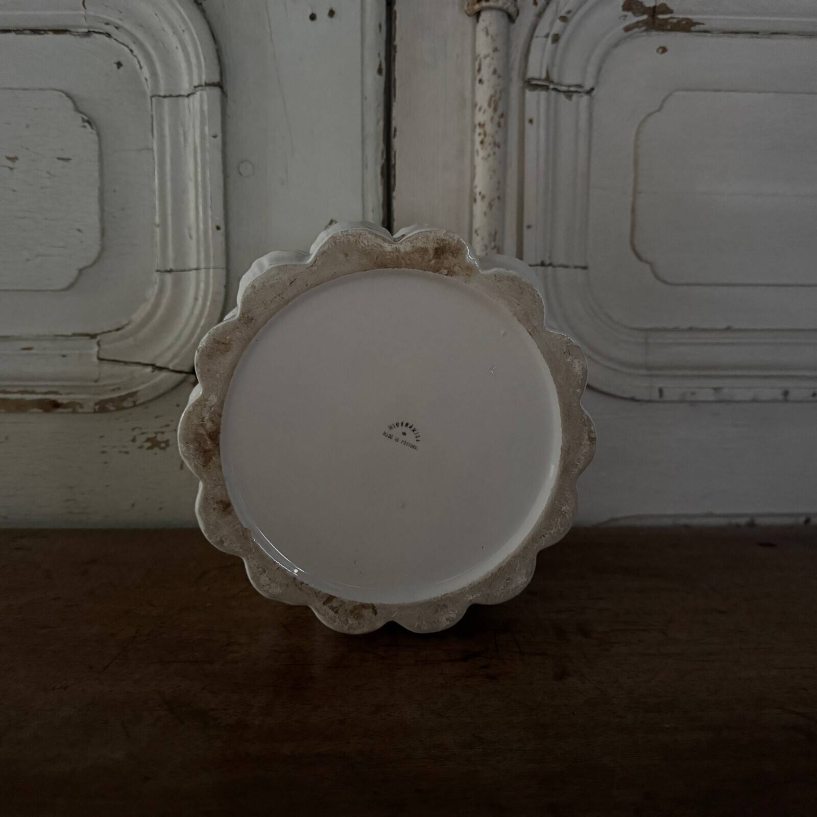 Cache-pot à décor de bambou en céramique blanche 1970 Portugal