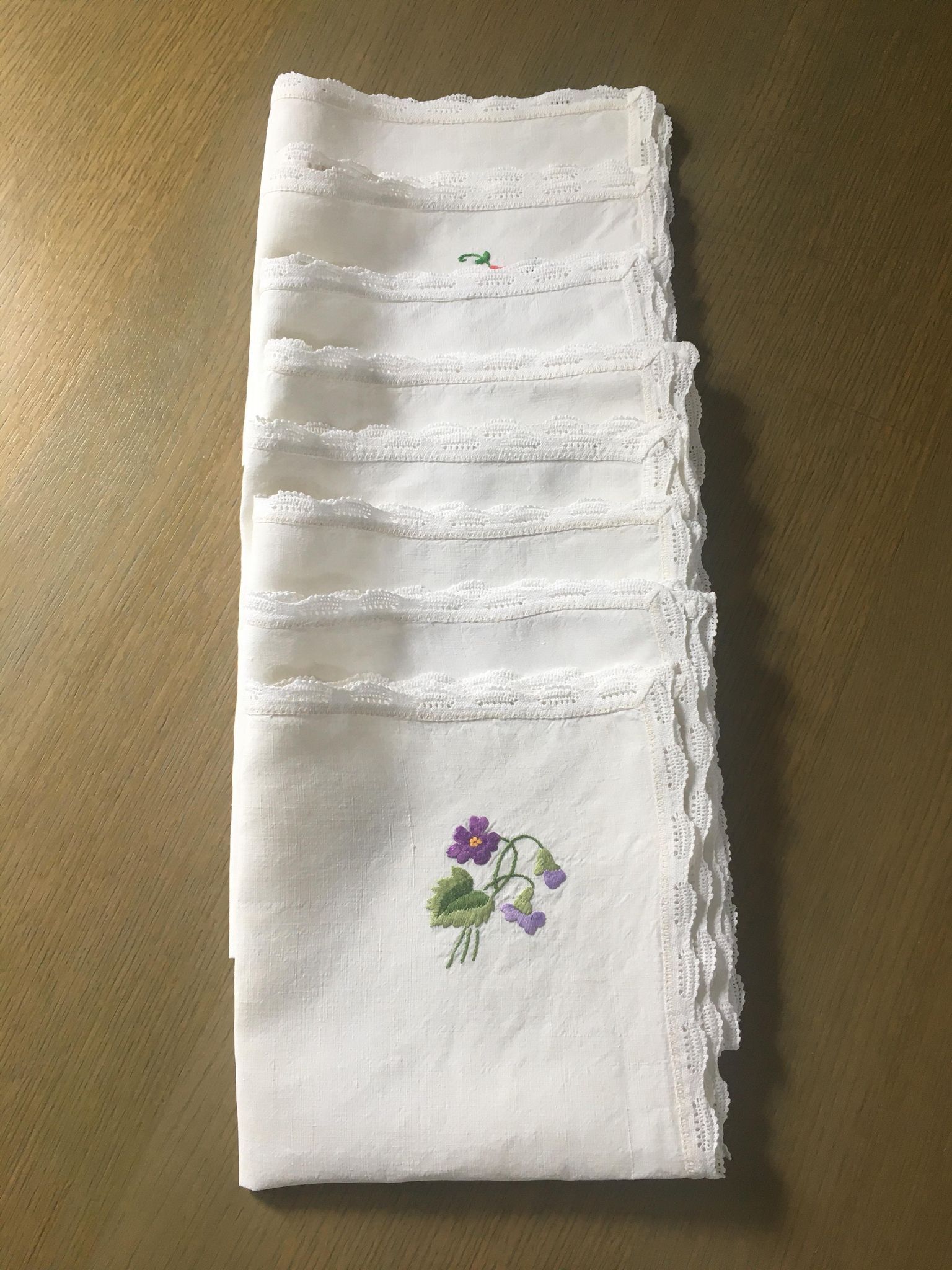 8 hand-embroidered napkins
