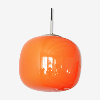 Suspension en opaline orange 1960 vintage