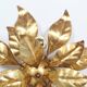 Wonderful pair gilded floral flush mount lights by Hans Kogl