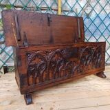 Old Gothic chest 17th century solid oak