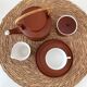Tea service terracotta for 6 persons, vintage porcelain, 60's