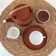 Tea service terracotta for 6 persons, vintage porcelain, 60's