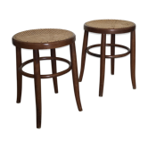 Paire de tabouret cannés