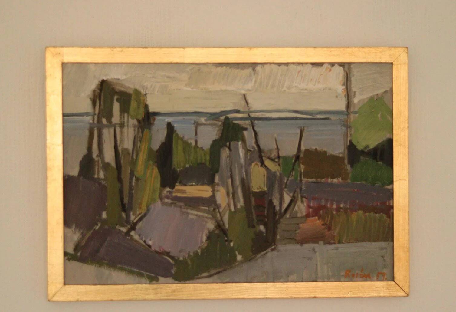 Huile sur panneau originale – « Vue » de Sven Olof Rosén – Signée, encadrée 49 × 34