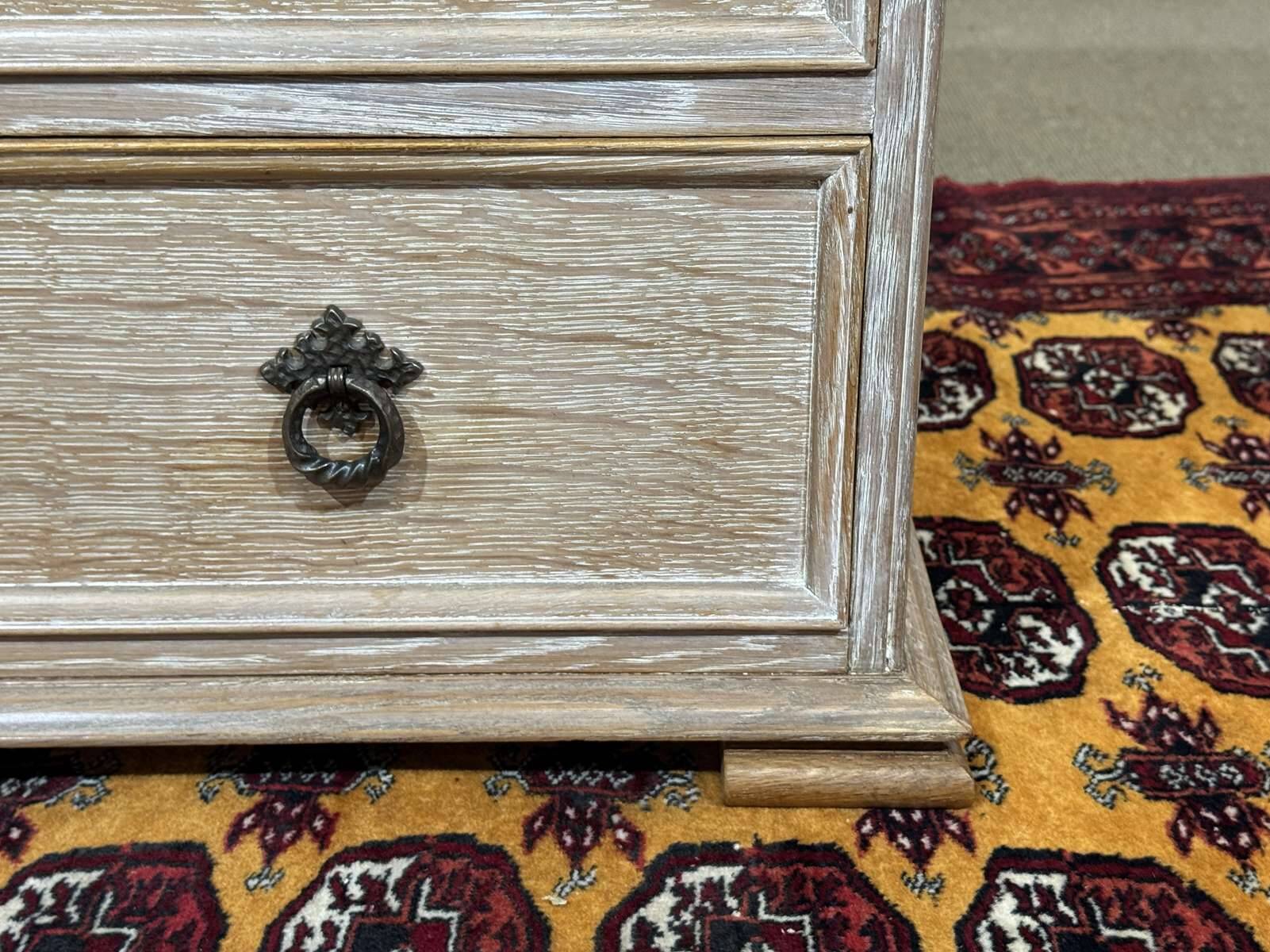 English commode in cerused oak from the 1950s.