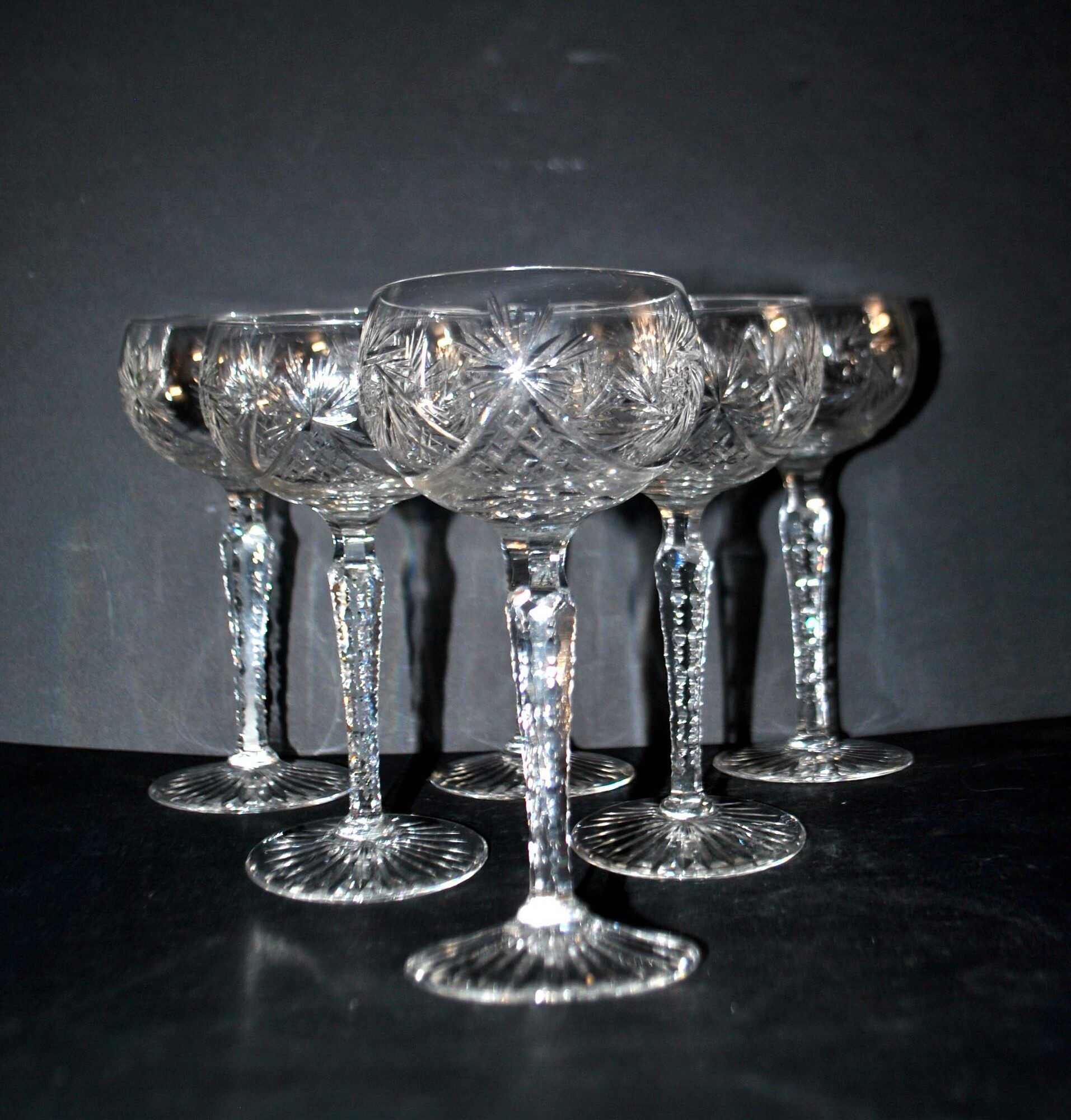 SAINT-LOUIS Balloon Wine Glass ROEMER in cut crystal star 1930 H14.5cm