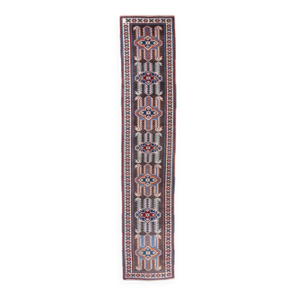 3x13 Black & Blue Vintage Persian Runner Rug, 80x398Cm