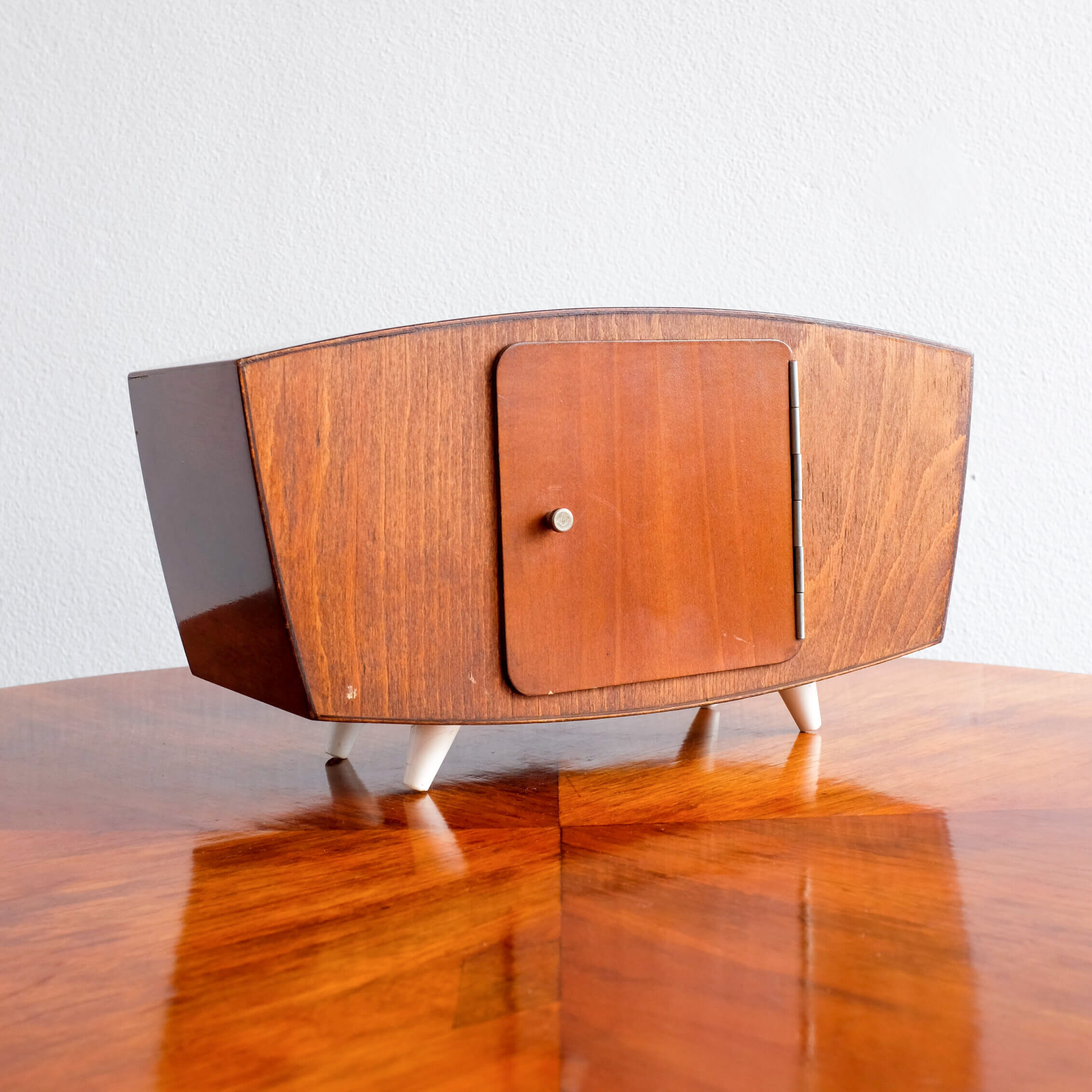 Vintage wooden weimar table clock made by germany, 1960s