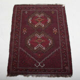 Afghan fringed wool vintage rug 103x79cm