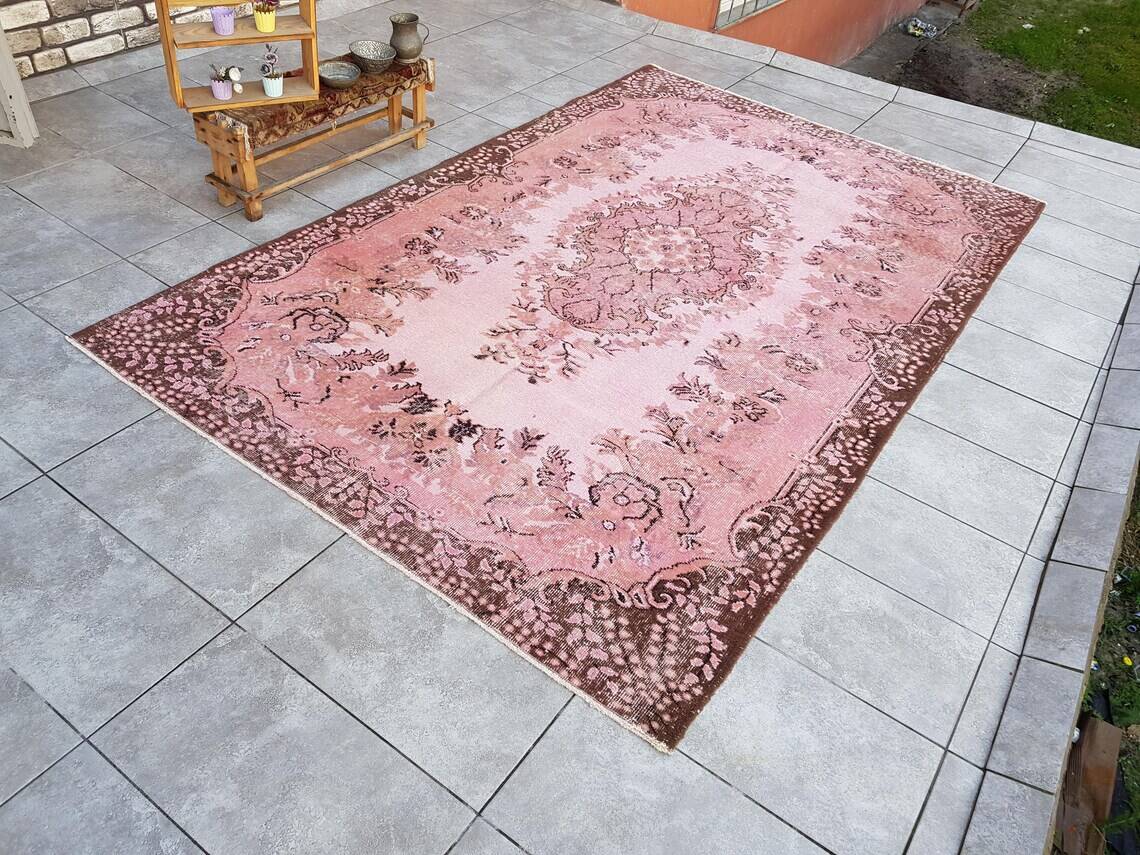 Vintage Decorative Pink Rug sku 2535