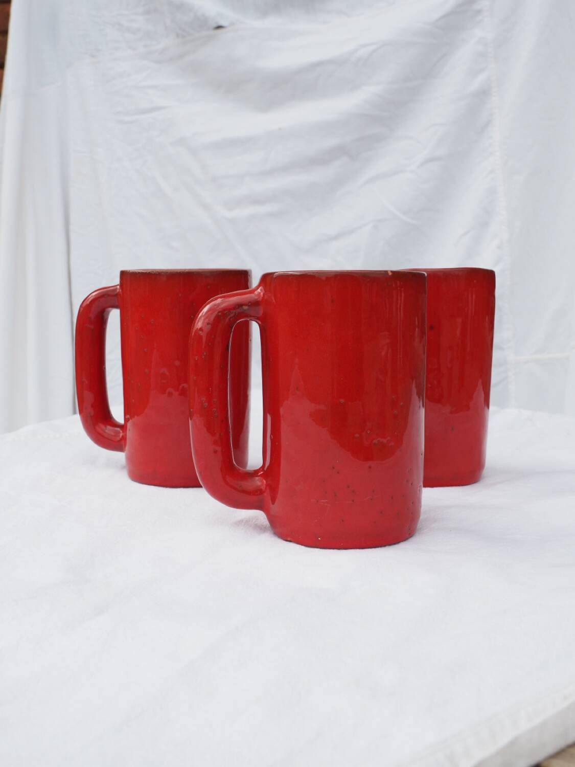 3 large mugs (tankards) from Vallauris, 1970s