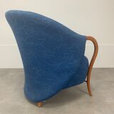 Fauteuil Cinna design 1980, bleu pop