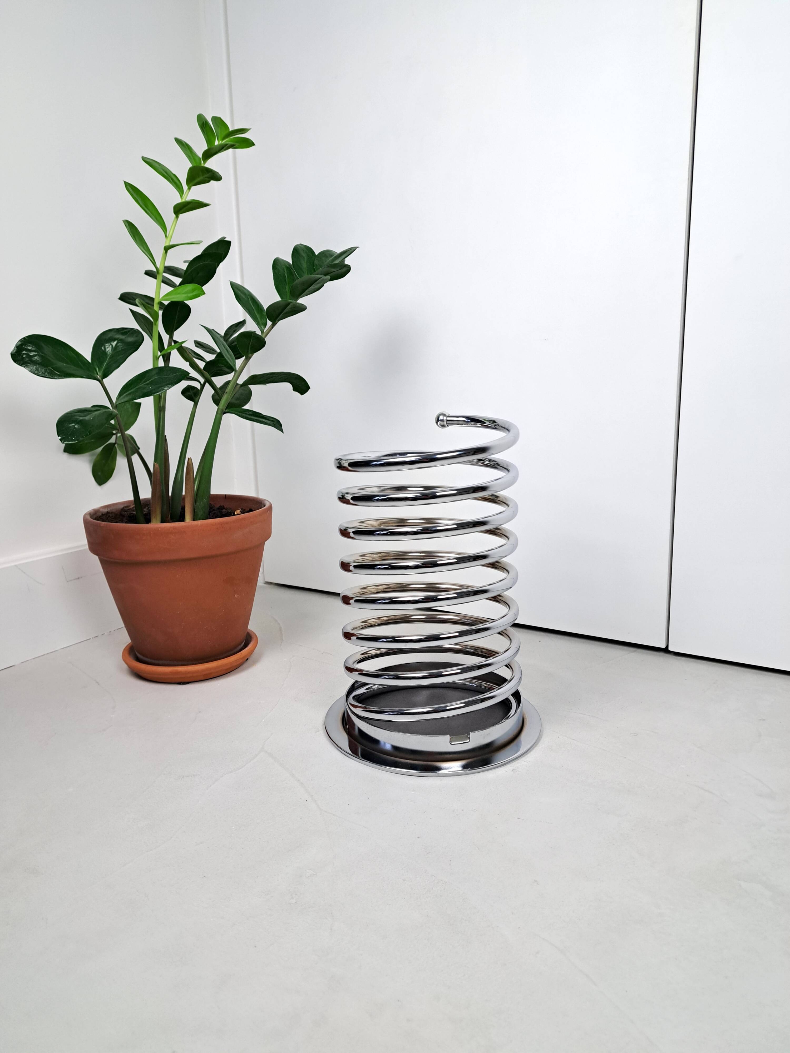 Vintage chrome spring-shaped umbrella stand