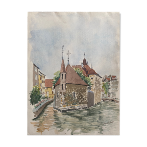 Tableau aquarelle d'Annecy par