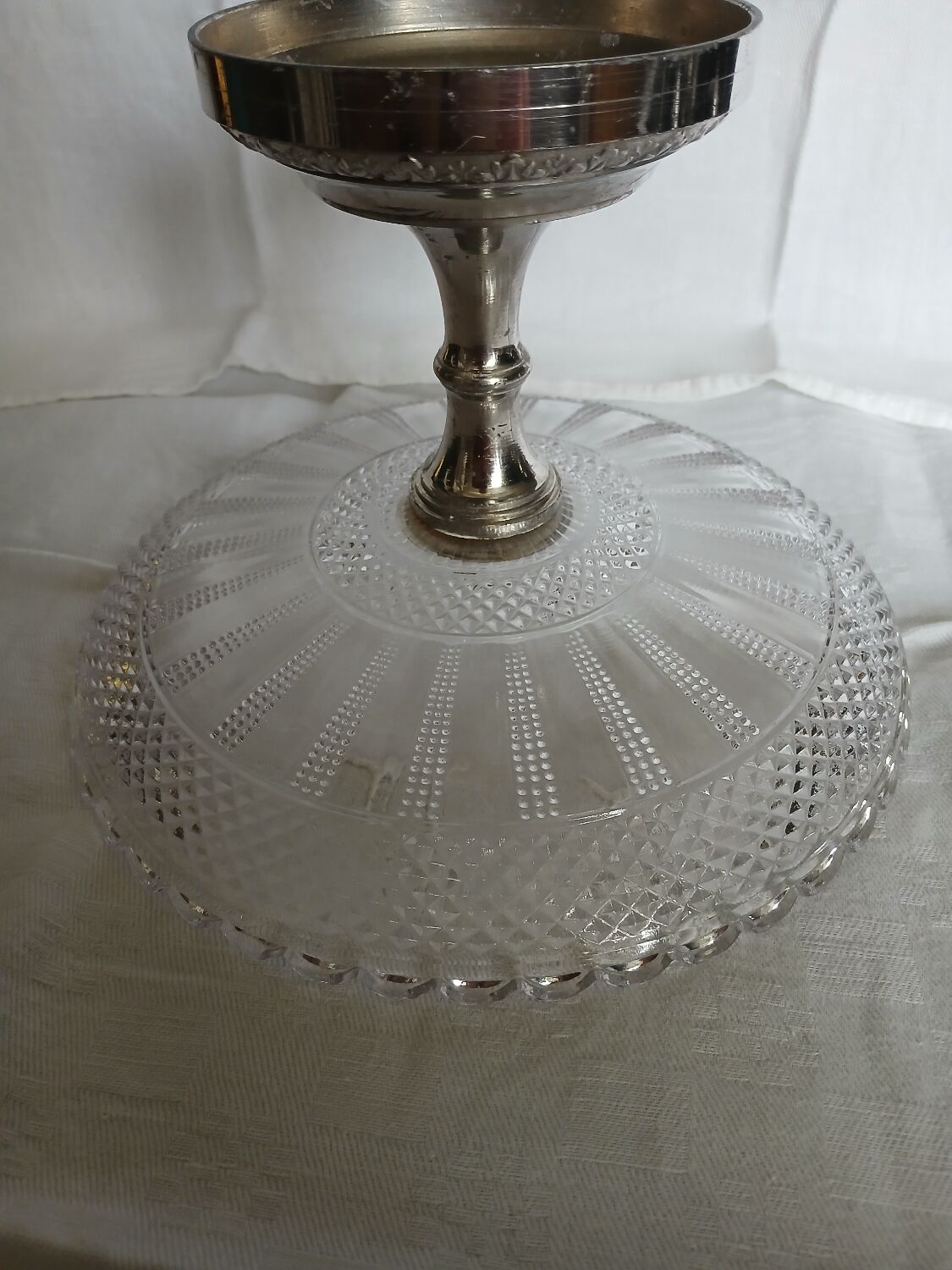 Antique glass and metal fruit bowl