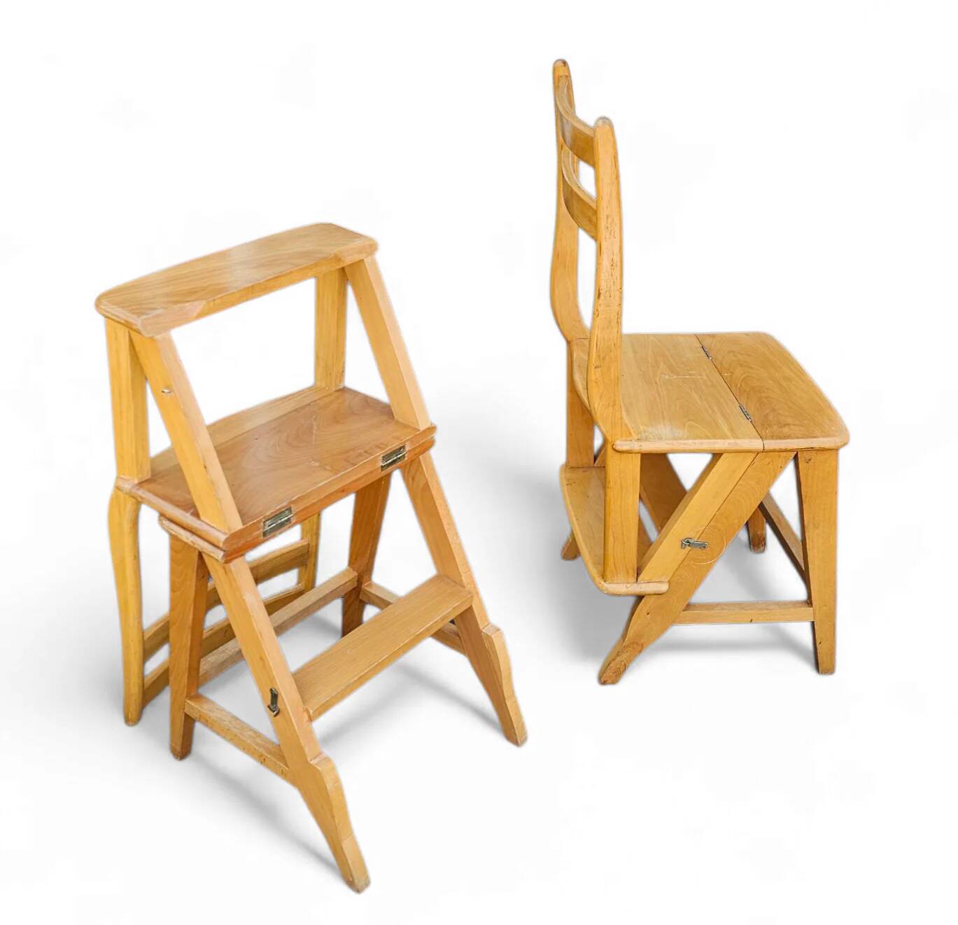 2 x library ladder chair 1950s