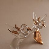Glass knife rest with bird and golden leaf (set of 6)