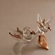 Glass knife rest with bird and golden leaf (set of 6)