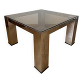 Chromed metal and smoked glass coffee table, 1980s.