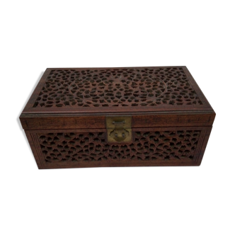 Old asian carved wooden box