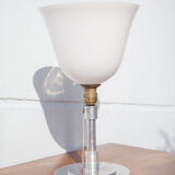 Art Deco Mazda lamp in opaline and chromed metal