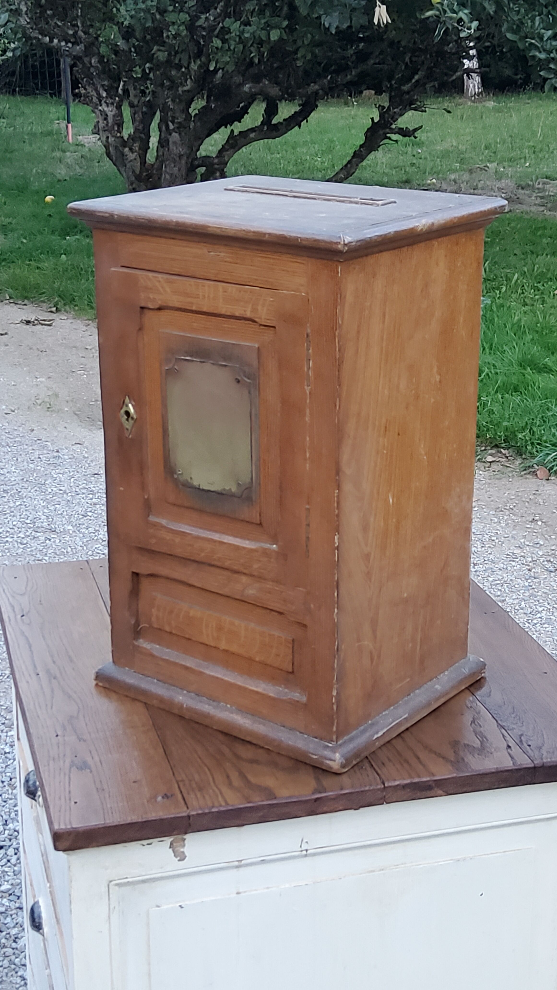 Old oak and brass mailbox