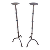 Duo of large candle holders