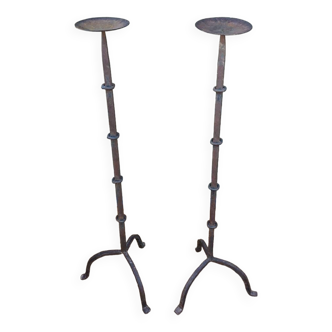 Duo of large candle holders