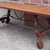 Table espagnole pieds lyre en chêne (19ème siècle)