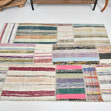 Boho ethnic flatweave vintage rug 124x170cm
