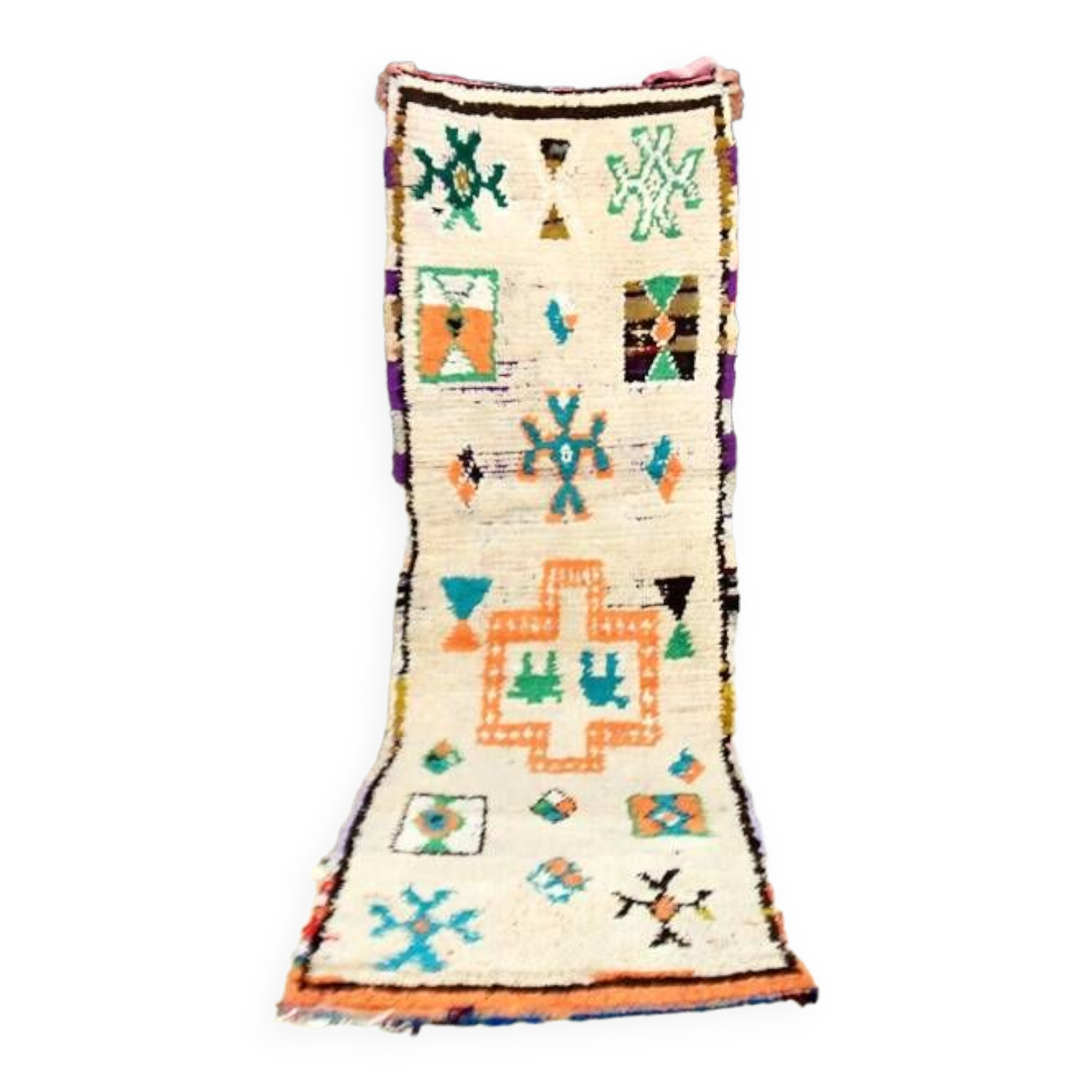 Moroccan Berber rug Boujaad vintage hallway 225 x 67 cm