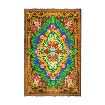 Hand-knotted vintage rose brown kilim 210 cm x 313 cm