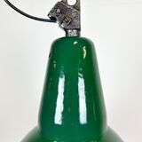 Lampe d’usine industrielle en émail vert avec dessus en fonte, années 1960
