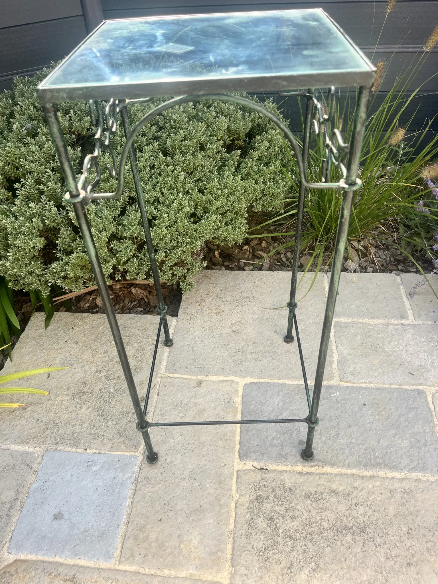 Stands / Nesting tables in patinated wrought iron with antique glass Olivier CORRO