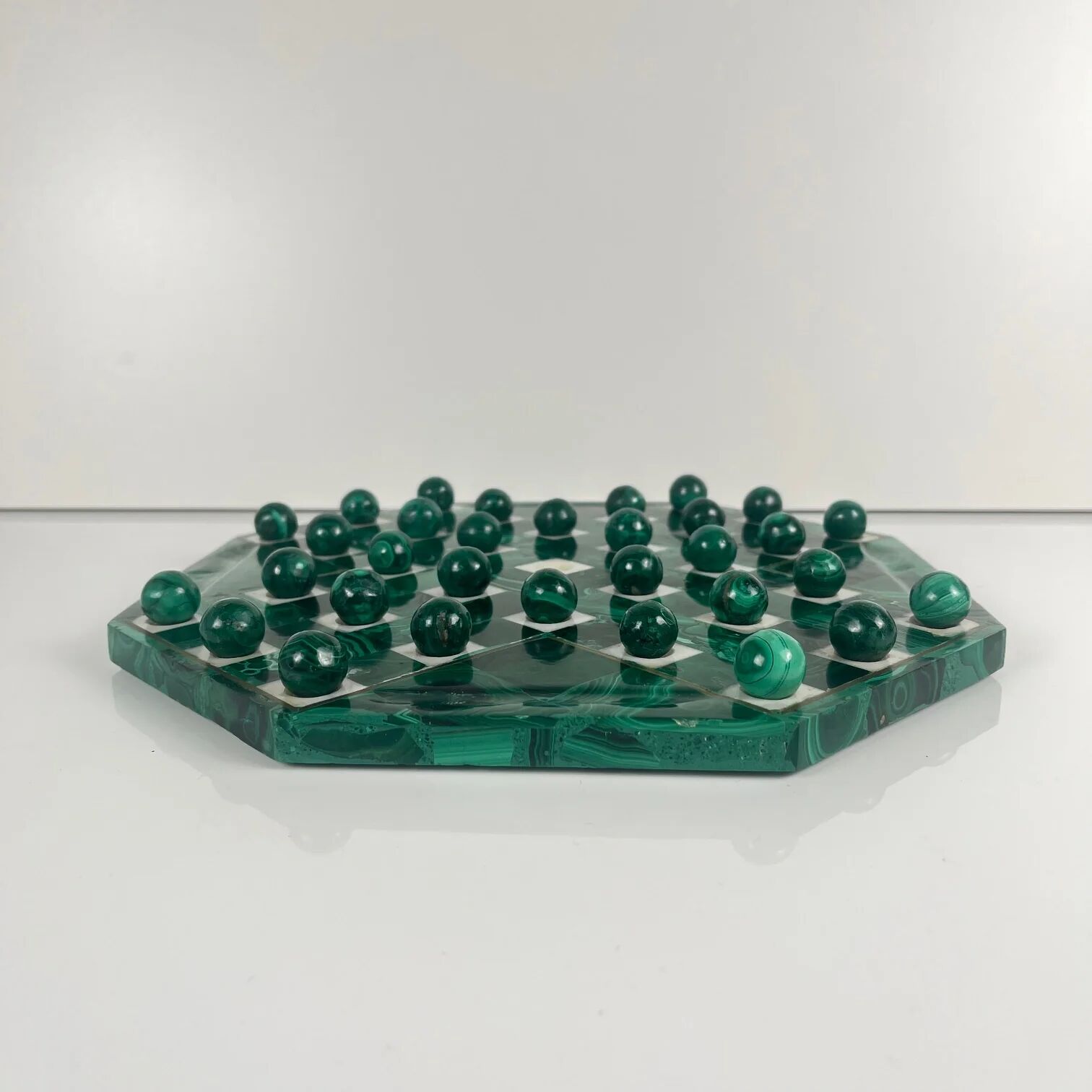 Jeu de solitaire en malachite de forme octogonale, 1950/70