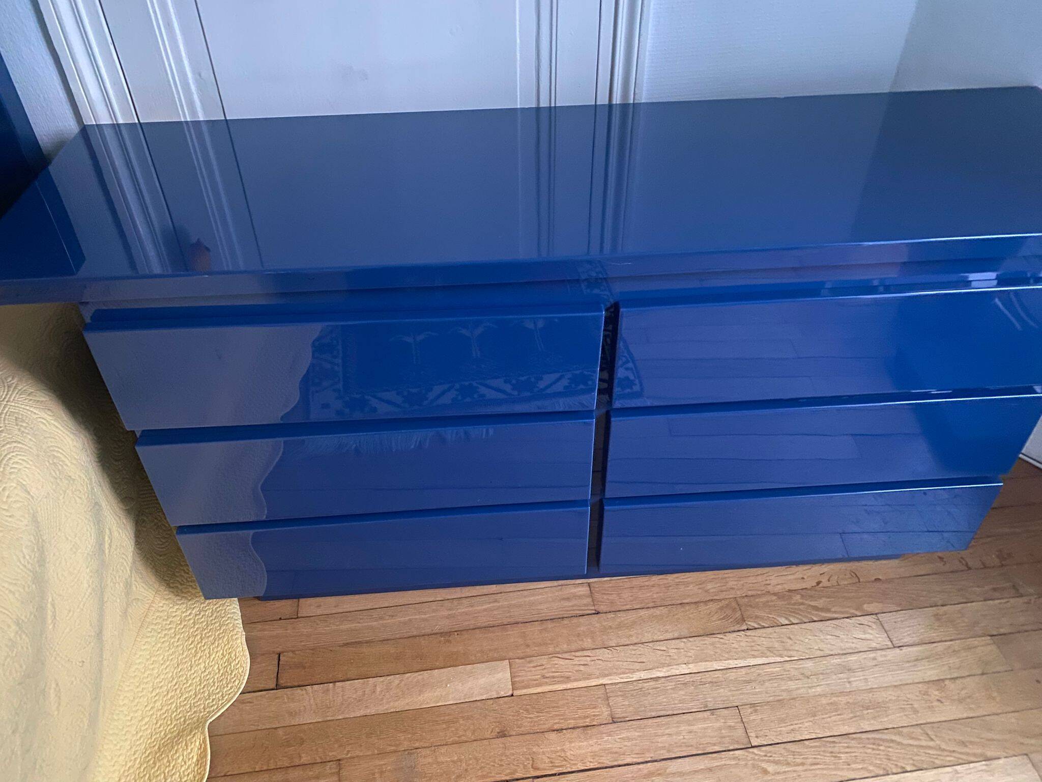 Console / chest of drawers David Lange – Deep blue lacquer – 6 drawers – 156 cm – A