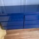 Console / commode David Lange – Laque bleu profond – 6 tiroirs – 156 cm – A