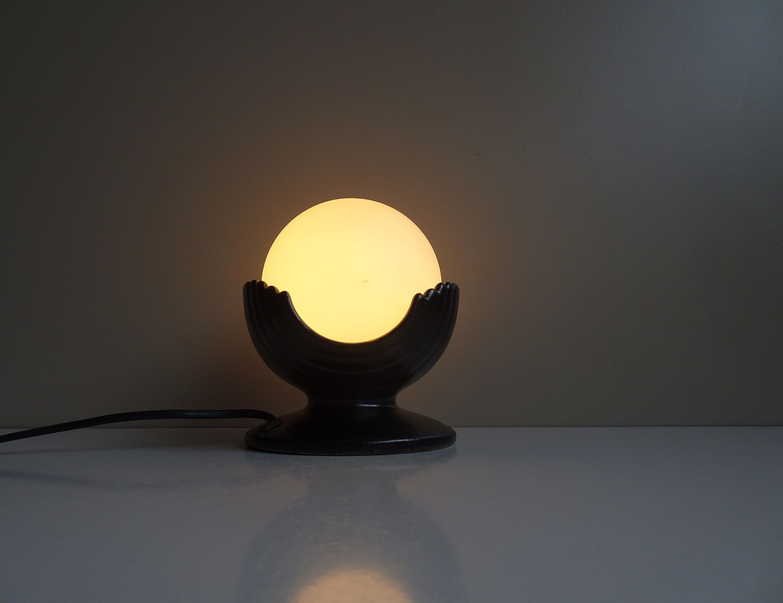 Sculptural table lamp by pan keramik with glass ball - 1970s